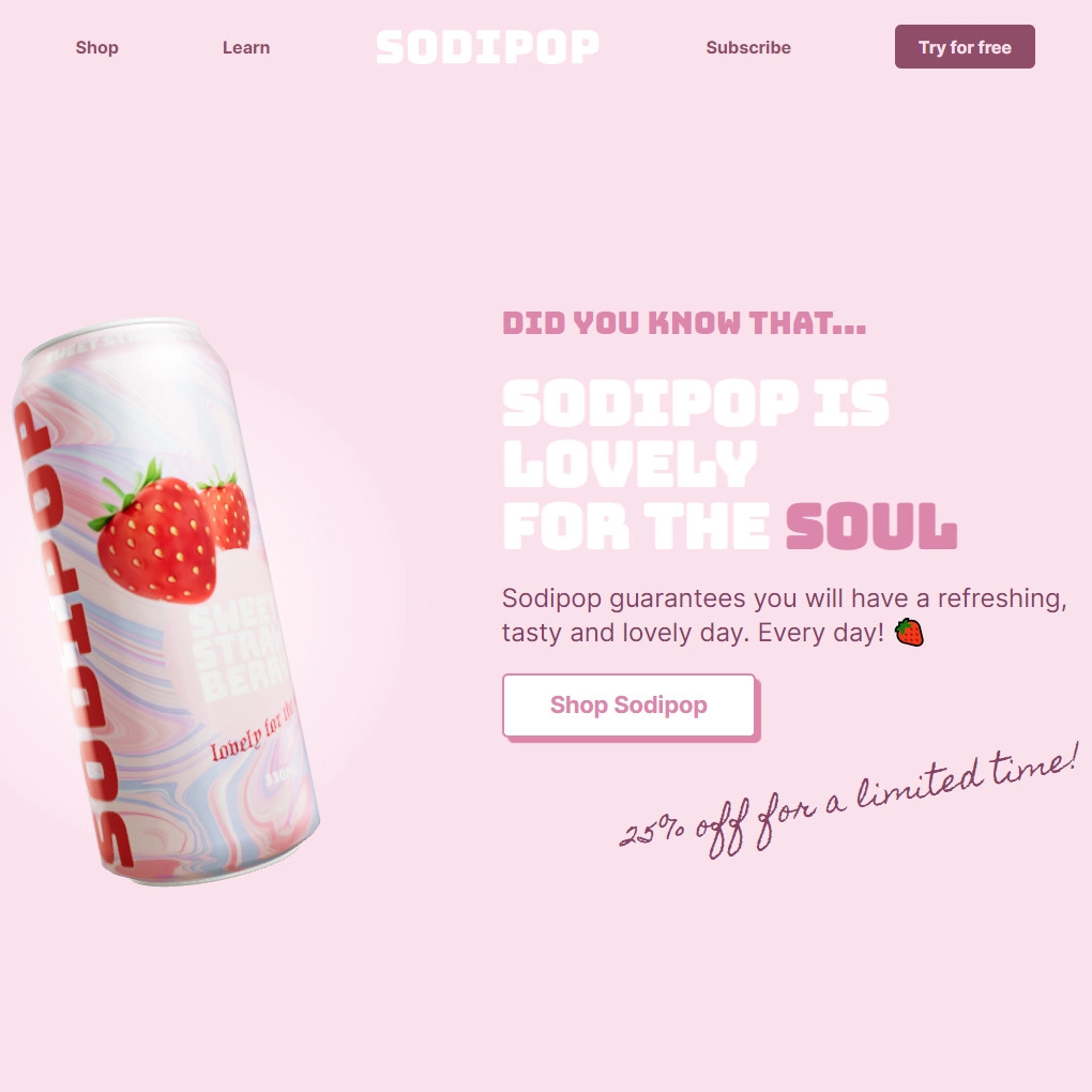 Sodipop Beverage Landing page